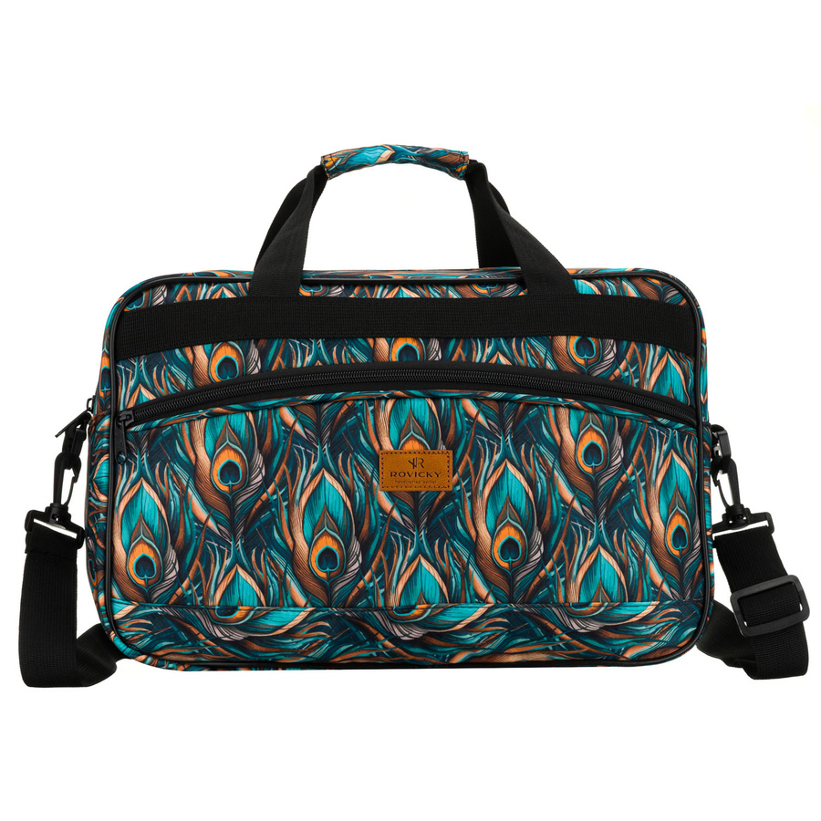 Reisetasche aus strapazierfähigem Polyester mit Pflanzenmuster und abnehmbarem Gurt – Rovicky – Bild 3