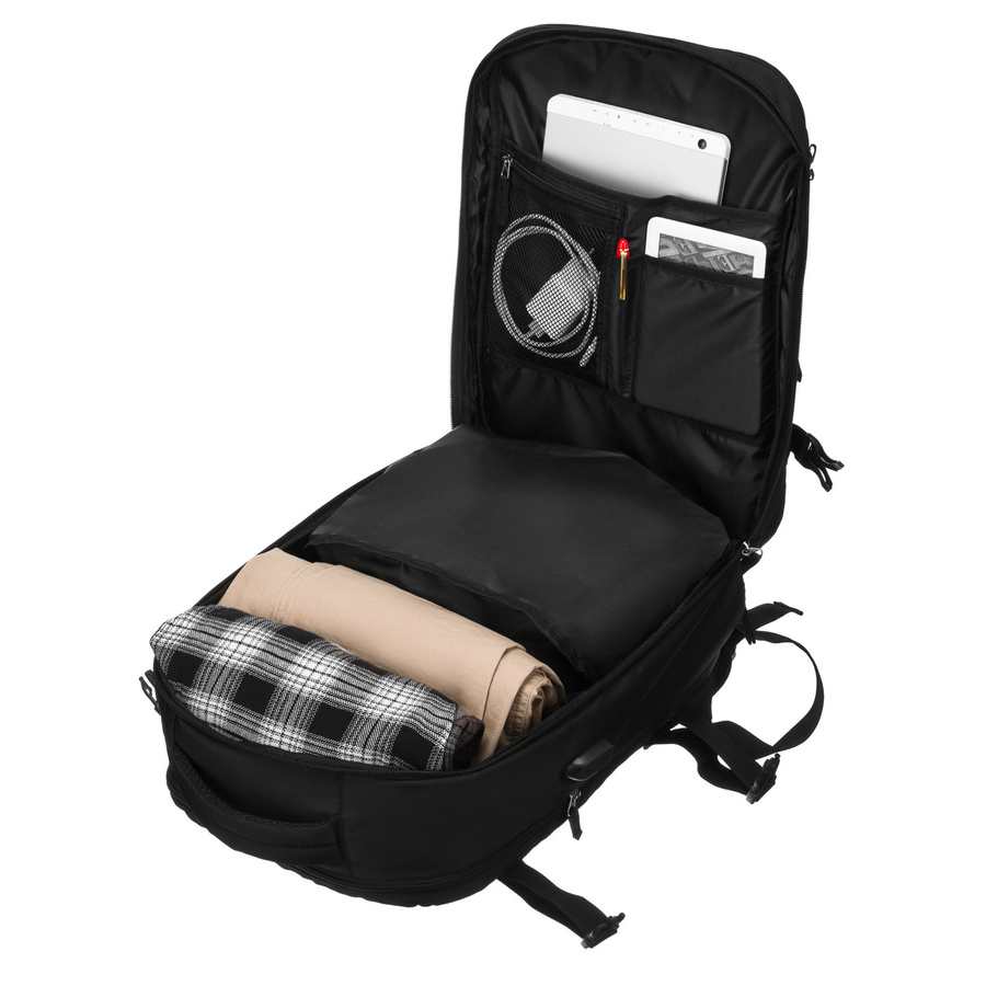 Schwarzer dreikammeriger Reiserucksack aus Polyester - Peterson – Bild 9