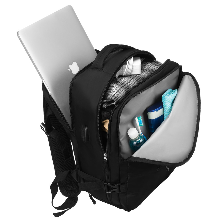 Schwarzer dreikammeriger Reiserucksack aus Polyester - Peterson – Bild 8