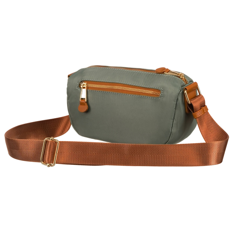 Damen Umhängetasche aus Nylon in Grün-Braun mit verstellbarem Riemen – Peterson – Bild 6