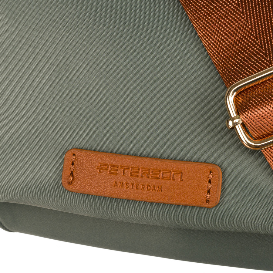 Damen Umhängetasche aus Nylon in Grün-Braun mit verstellbarem Riemen – Peterson – Bild 8