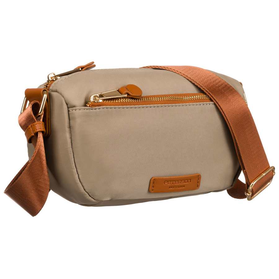 Damen Umhängetasche aus Nylon in Khaki mit Außentasche – Peterson