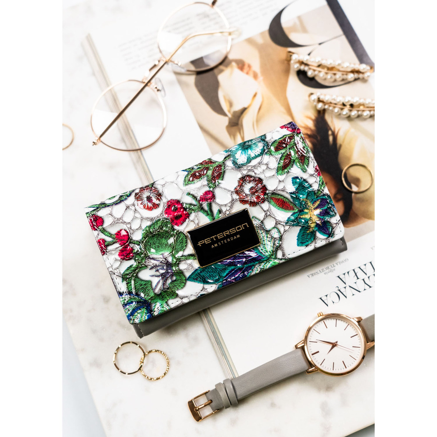 Damen-Geldbörse aus Leder mit Blumenmuster – Peterson – Bild 3