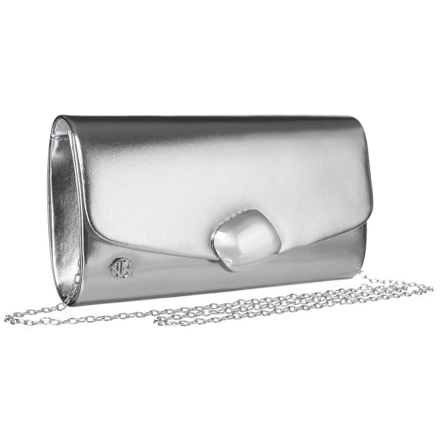 Silberne Damen Clutch aus Öko-Leder – Rovicky