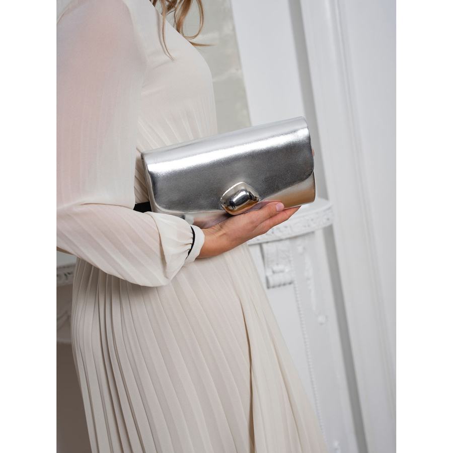 Silberne Damen Clutch aus Öko-Leder – Rovicky – Bild 5