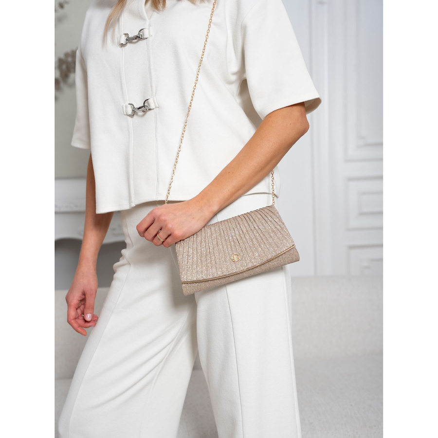 Glitzernde Damen Clutch aus Synthetik in Roségold – Rovicky – Bild 3