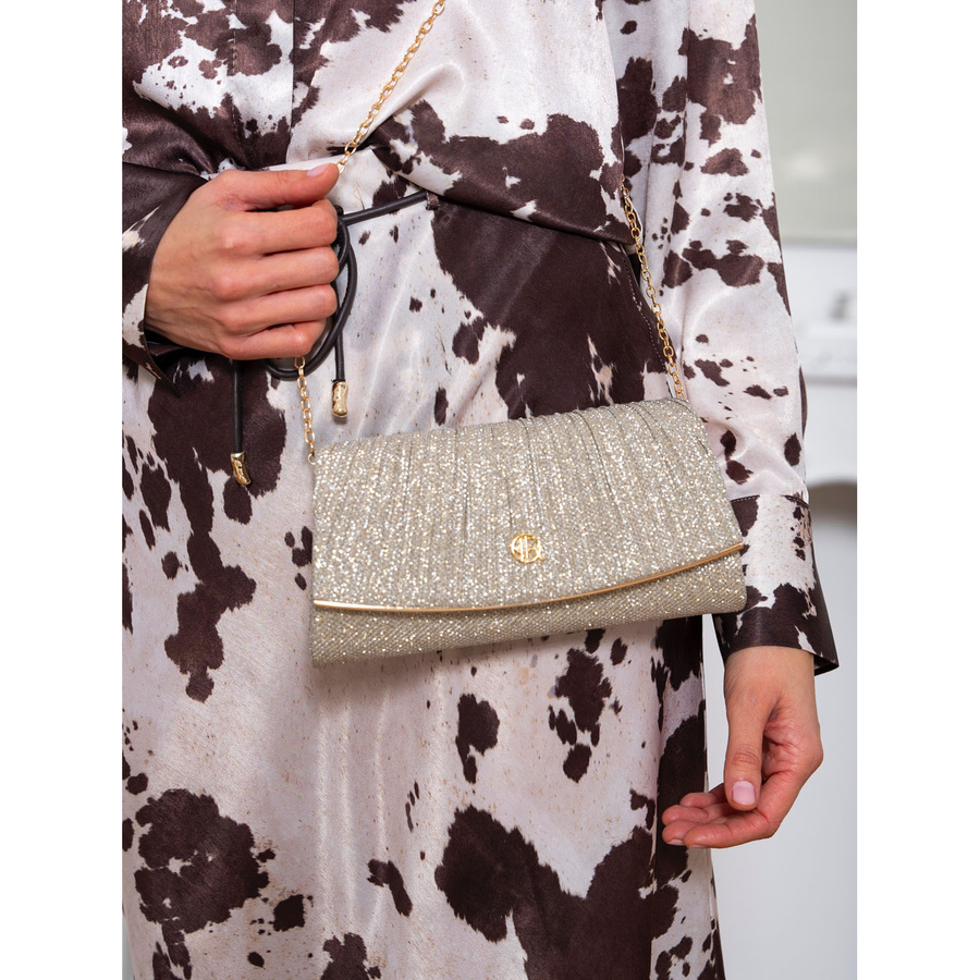 Goldene Glitzer-Clutch aus synthetischem Material – Rovicky – Bild 3