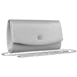 Silberne Damen Clutch aus Synthetik mit eleganter Kette – Rovicky