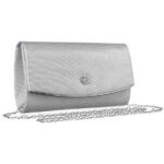 Silberne Damen Clutch aus Synthetik mit eleganter Kette – Rovicky