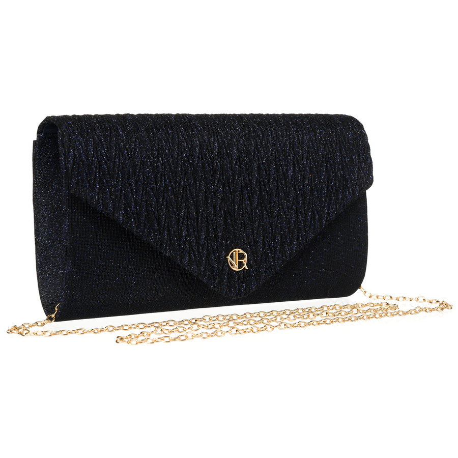 Glitzernde Damen Clutch in Marineblau mit Kettenträger – Rovicky