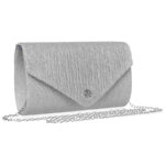 Silberne Damen Clutch aus Synthetik mit Innentasche – Rovicky