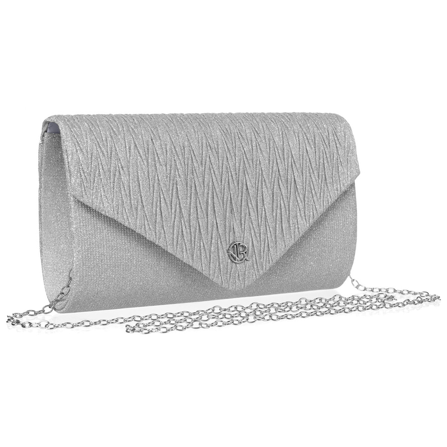 Silberne Damen Clutch aus Synthetik mit Innentasche – Rovicky