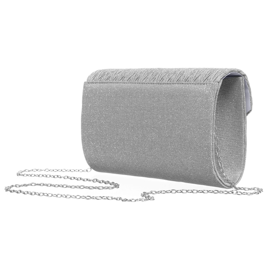 Silberne Damen Clutch aus Synthetik mit Innentasche – Rovicky – Bild 7
