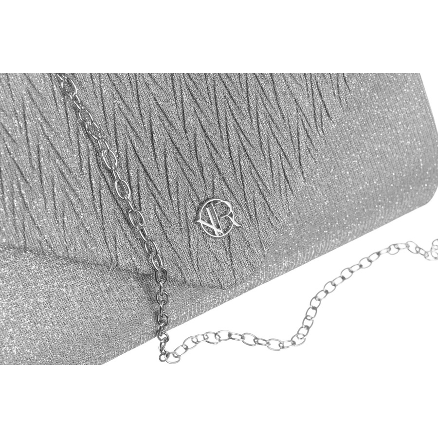 Silberne Damen Clutch aus Synthetik mit Innentasche – Rovicky – Bild 9