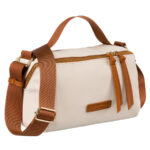 Damen Umhängetasche aus Nylon und Öko-Leder in Beige-Braun – Peterson