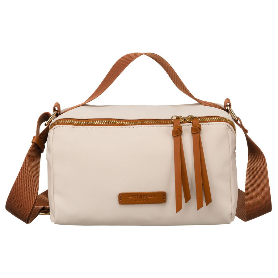 Damen Umhängetasche aus Nylon und Öko-Leder in Beige-Braun – Peterson – Bild 5