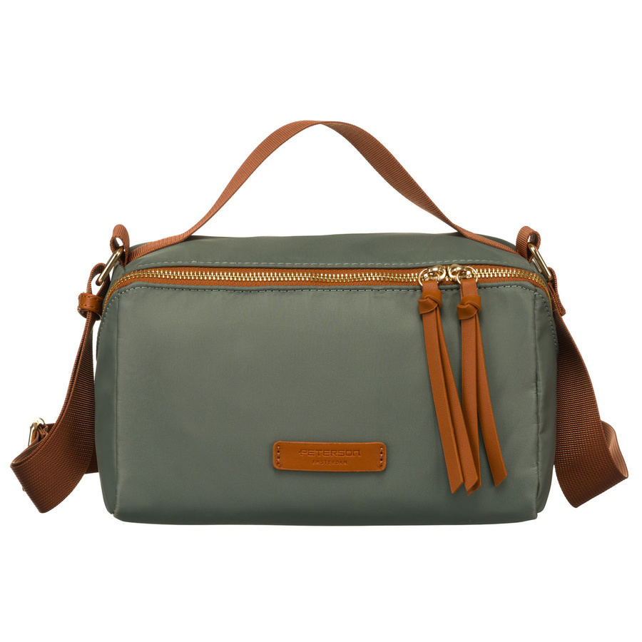Grün-braune Damen Umhängetasche aus Nylon und Öko-Leder – Peterson – Bild 4