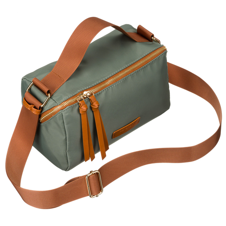 Grün-braune Damen Umhängetasche aus Nylon und Öko-Leder – Peterson – Bild 8