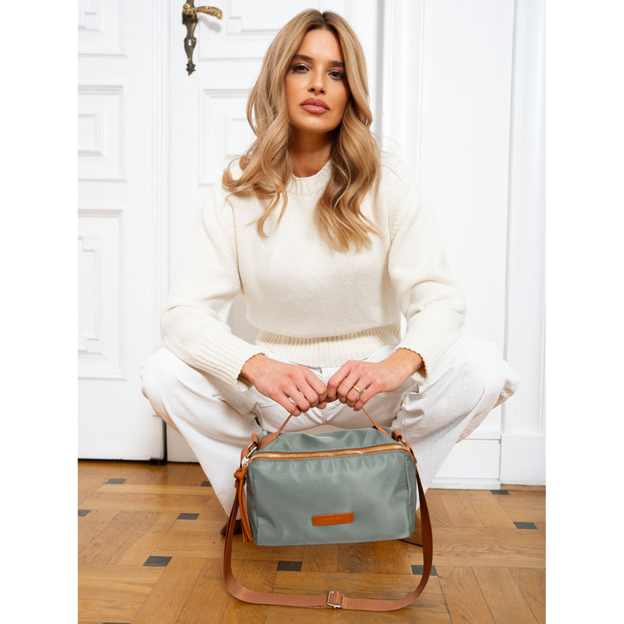 Grün-braune Damen Umhängetasche aus Nylon und Öko-Leder – Peterson – Bild 5
