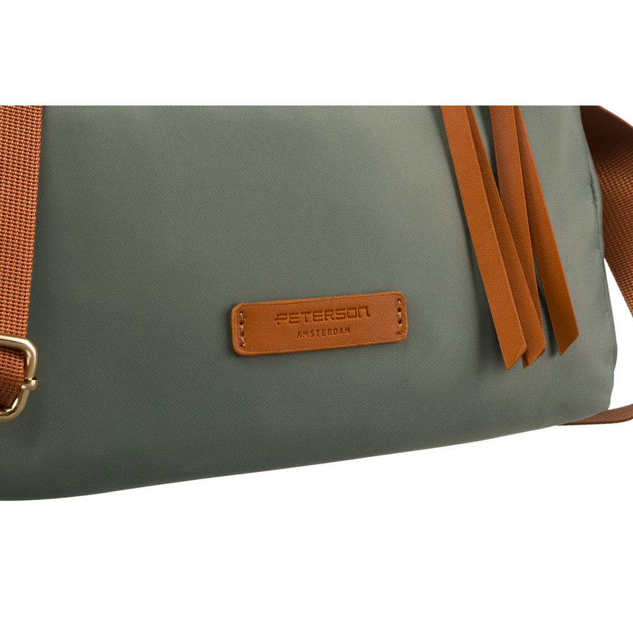 Grün-braune Damen Umhängetasche aus Nylon und Öko-Leder – Peterson – Bild 11