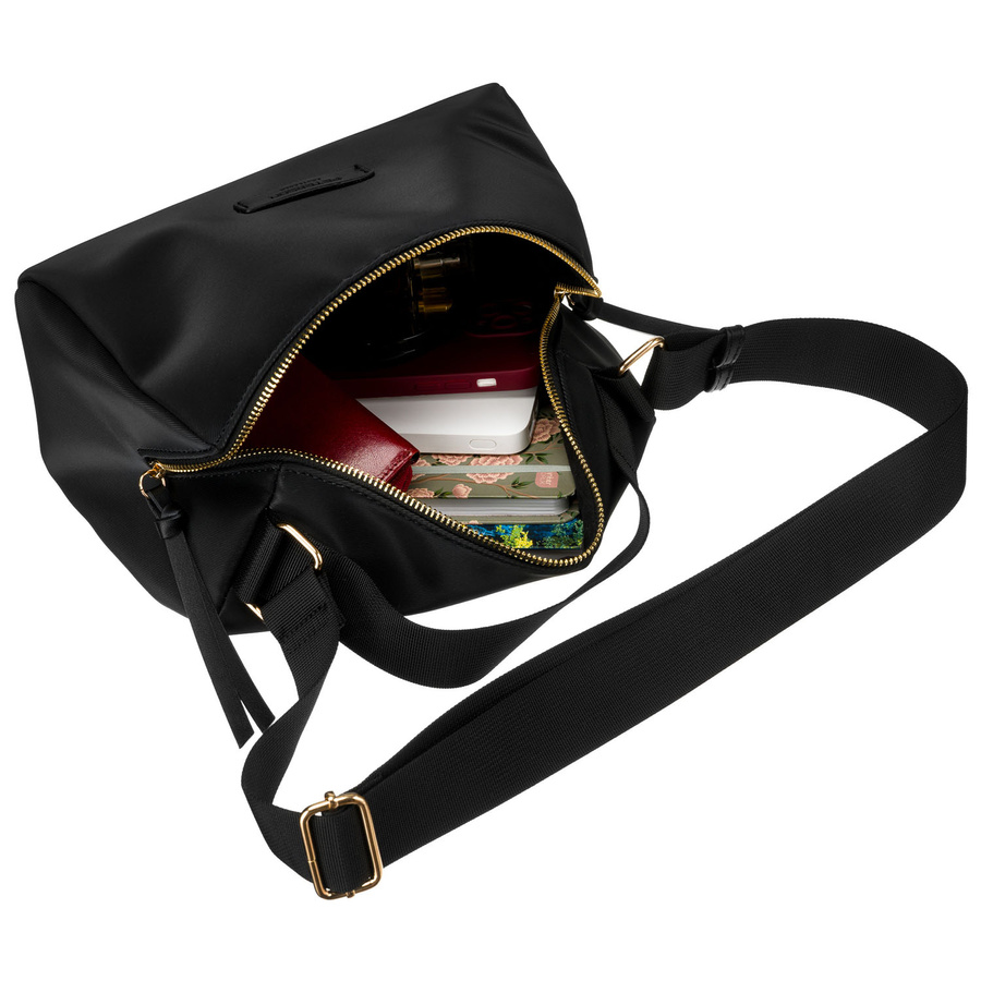 Schwarze Umhängetasche aus Nylon und Öko-Leder mit zusätzlichen Taschen – Peterson – Bild 13