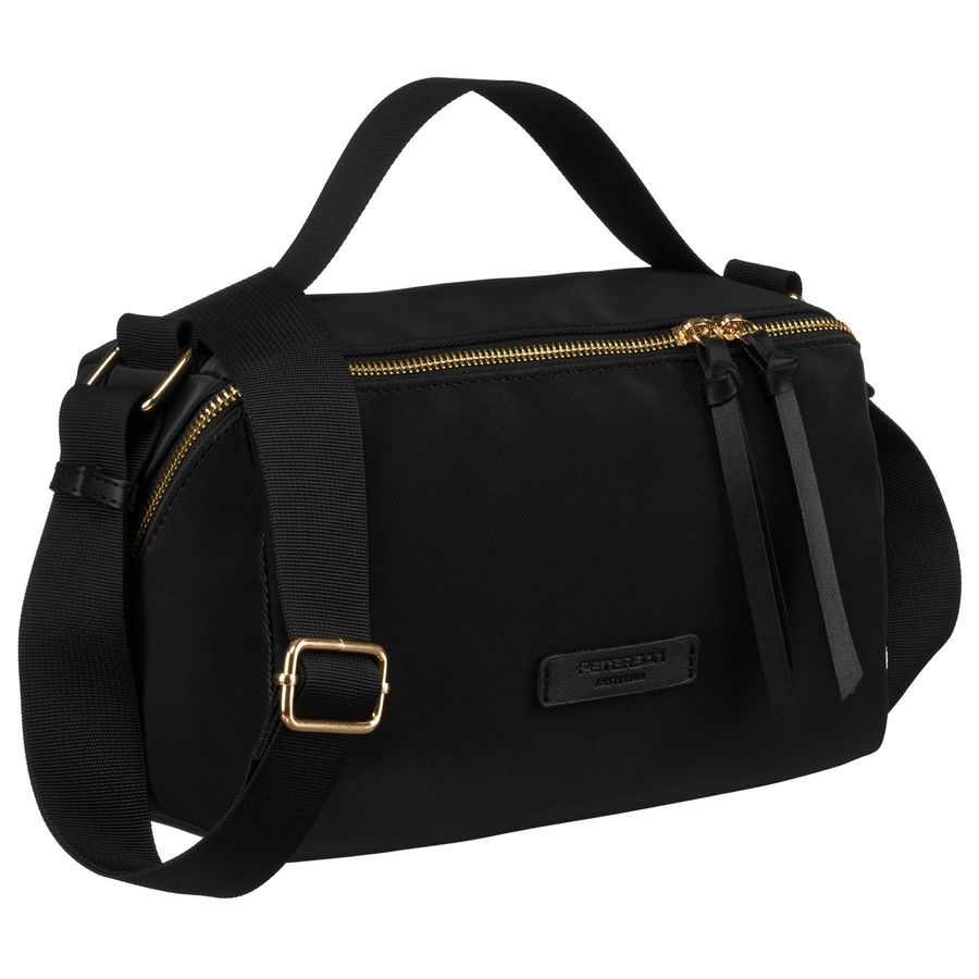 Schwarze Umhängetasche aus Nylon und Öko-Leder mit zusätzlichen Taschen – Peterson