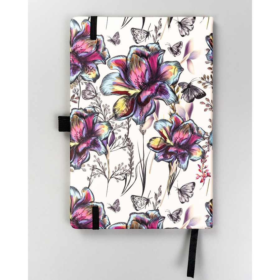 Notizbuch A5 mit Blumenmuster, punktiert und mit Gummiband – Peterson – Bild 2