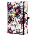 Notizbuch A5 mit Blumenmuster, punktiert und mit Gummiband – Peterson