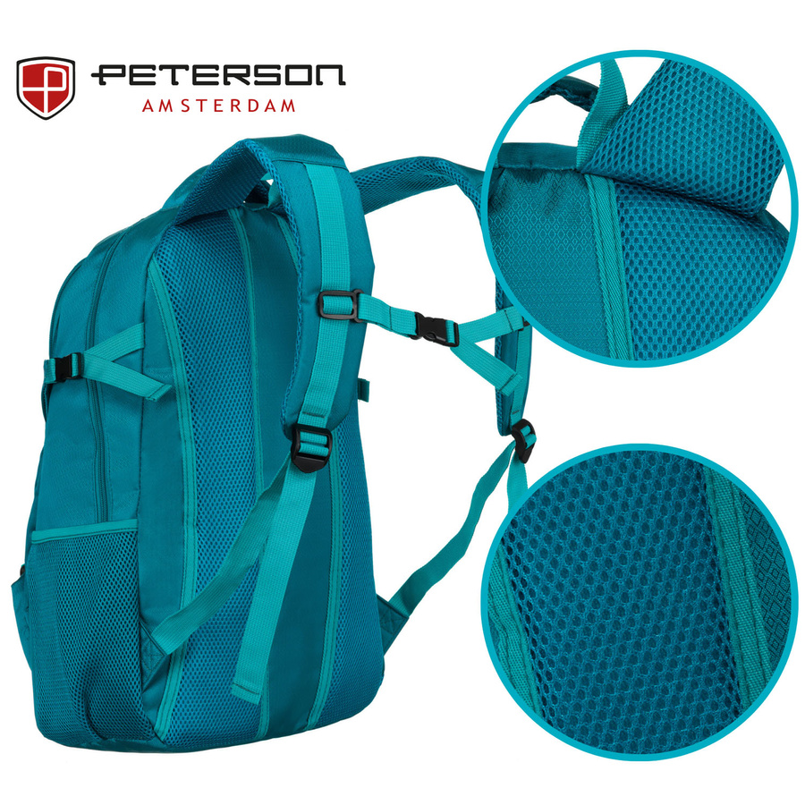 Geräumiger Rucksack aus Polyester in Blau mit vielen zusätzlichen Taschen – Peterson – Bild 6