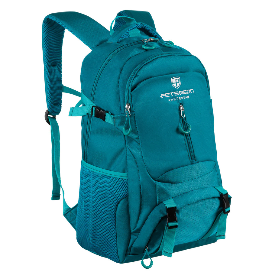 Geräumiger Rucksack aus Polyester in Blau mit vielen zusätzlichen Taschen – Peterson