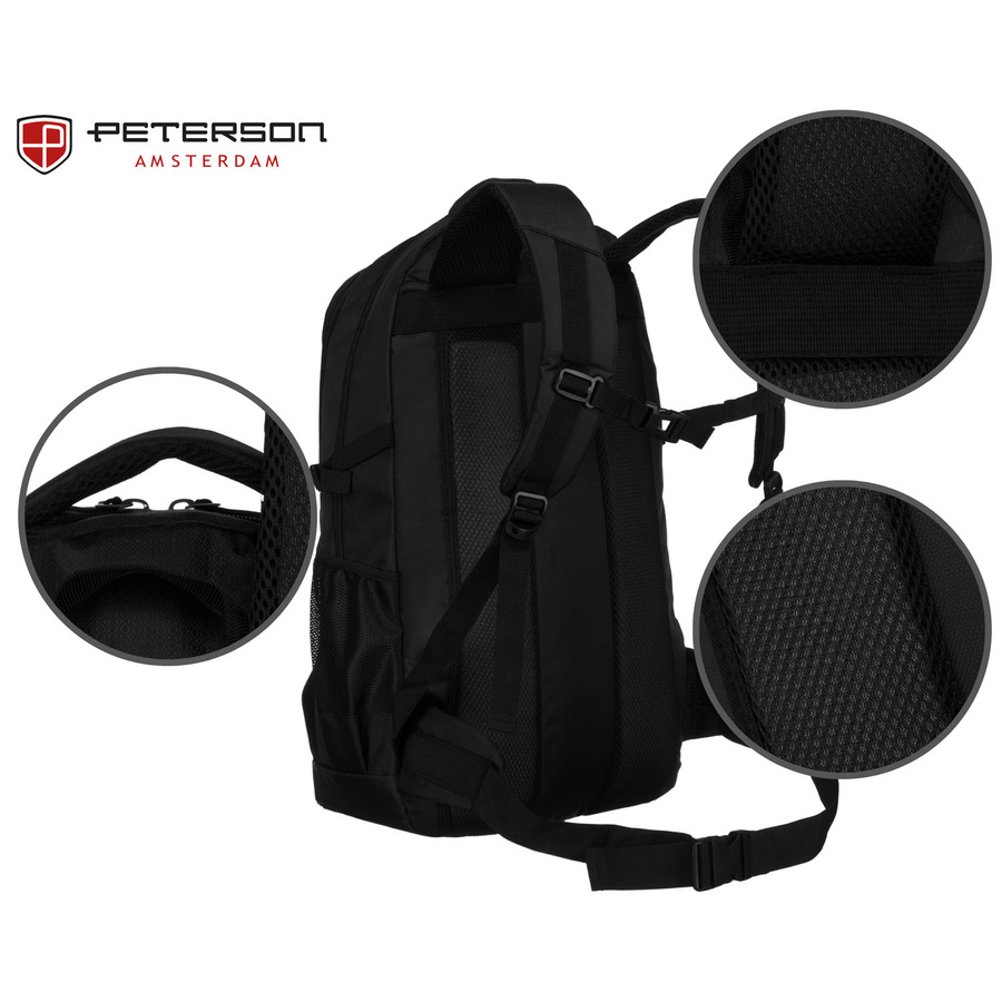 Schwarzer Wanderrucksack aus Polyester mit verstellbaren Trägern – Peterson – Bild 6