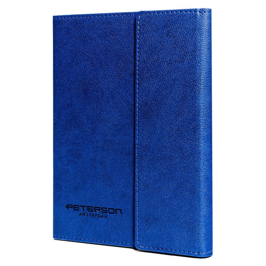 Geschenkset: Marineblauer Notizblock mit Linien, Magnetverschluss und eleganter schwarzer Kugelschreiber – Peterson