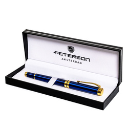 Eleganter Metallkugelschreiber in Marineblau mit goldenen Akzenten – Peterson