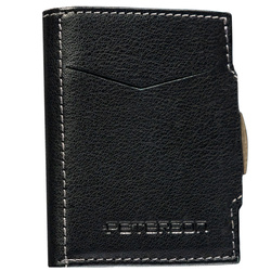 Kleine Herren Geldbörse hochformat schwarz aus Leder mit Druckknopf – Peterson
