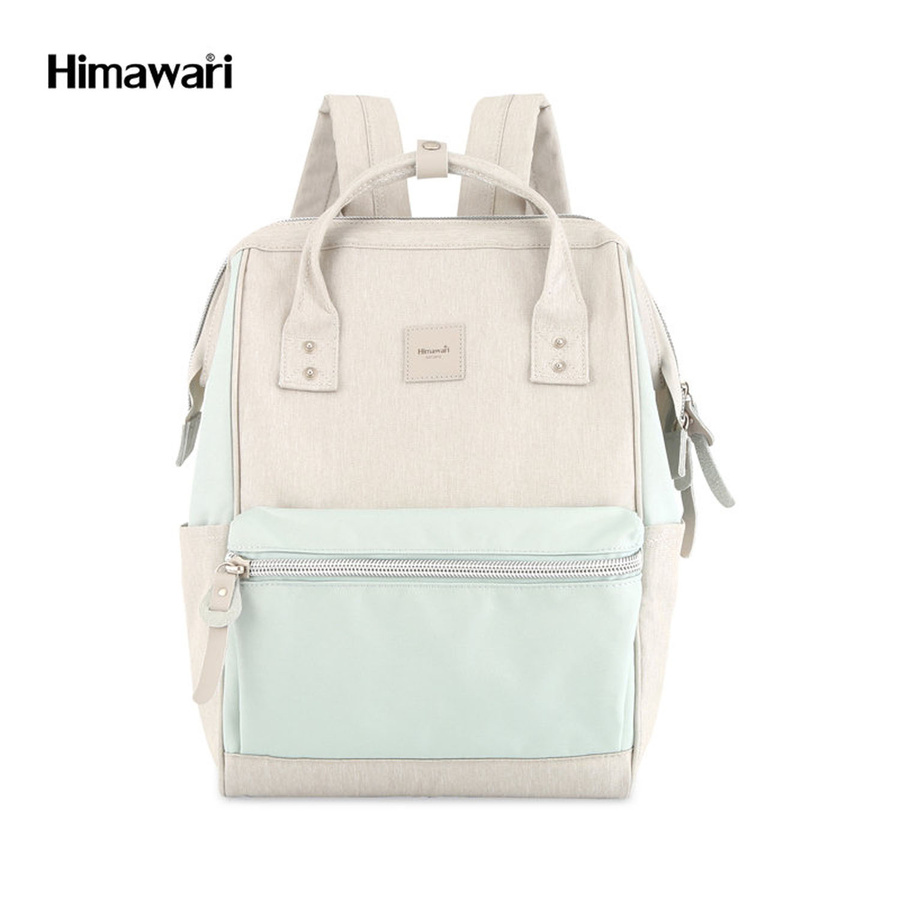 Geräumiger Laptop Rucksack in Ecru und Mintgrün mit USB-Anschluss – Himawari