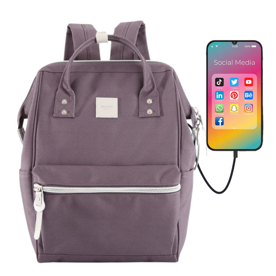 Lila Rucksack mit verstellbaren Schultergurten und Reißverschluss – Himawari – Bild 8