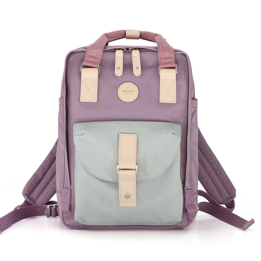 Lila-mintfarbener wasserabweisender City Rucksack mit Reißverschluss – Himawari – Bild 4