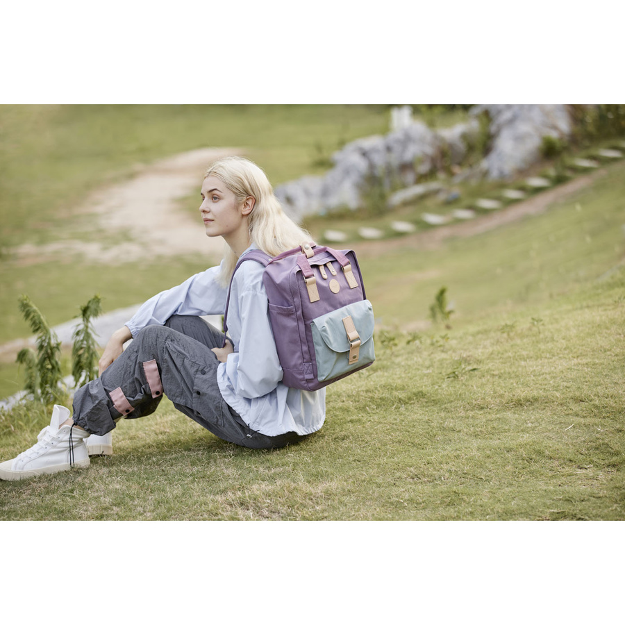 Lila-mintfarbener wasserabweisender City Rucksack mit Reißverschluss – Himawari – Bild 5
