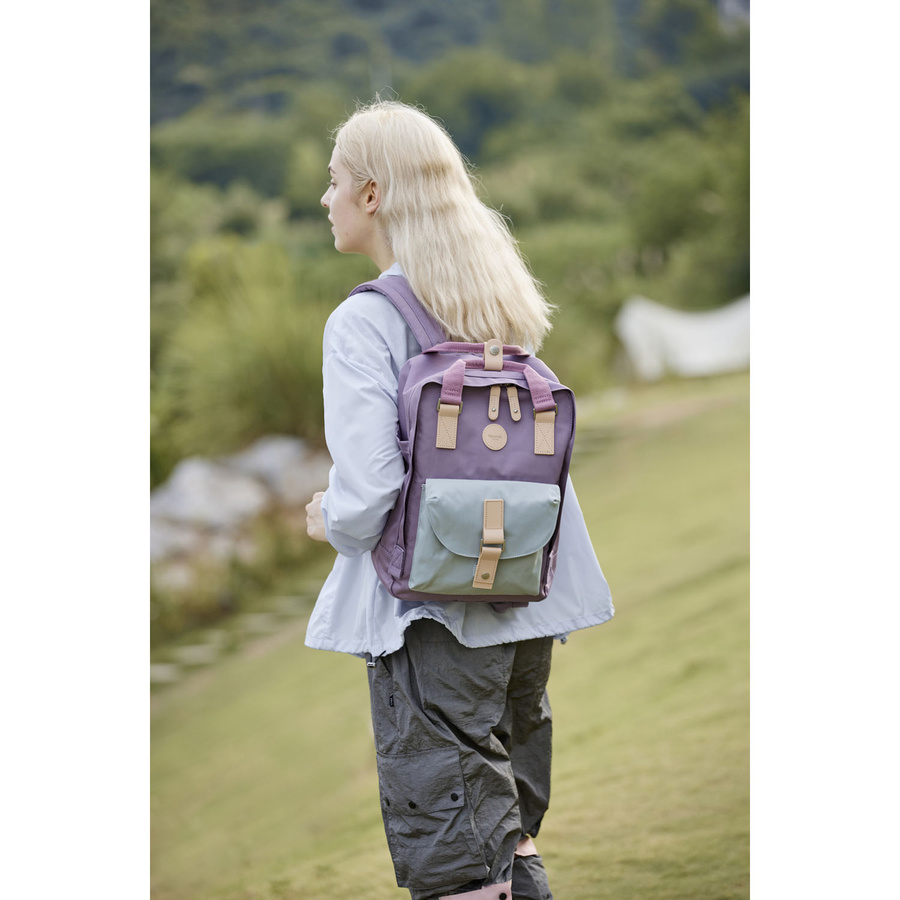 Lila-mintfarbener wasserabweisender City Rucksack mit Reißverschluss – Himawari – Bild 2