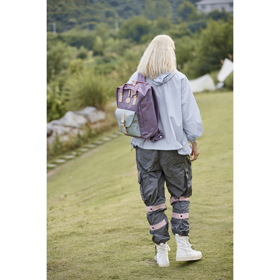 Lila-mintfarbener wasserabweisender City Rucksack mit Reißverschluss – Himawari – Bild 7