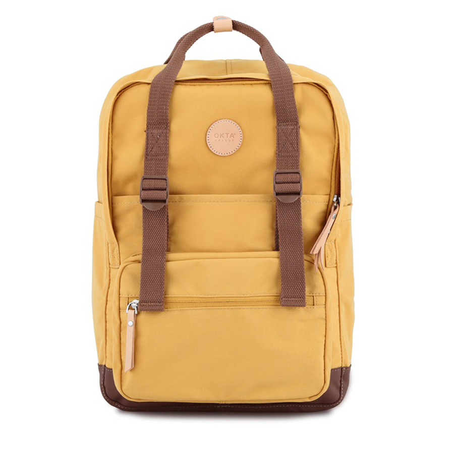 Gelb-brauner City Rucksack mit Laptopfach und Reißverschluss – Himawari – Bild 4