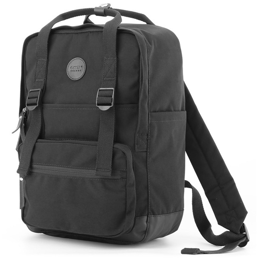Schwarzer praktischer City Rucksack mit Reißverschluss und verstellbaren Schultergurten – Himawari