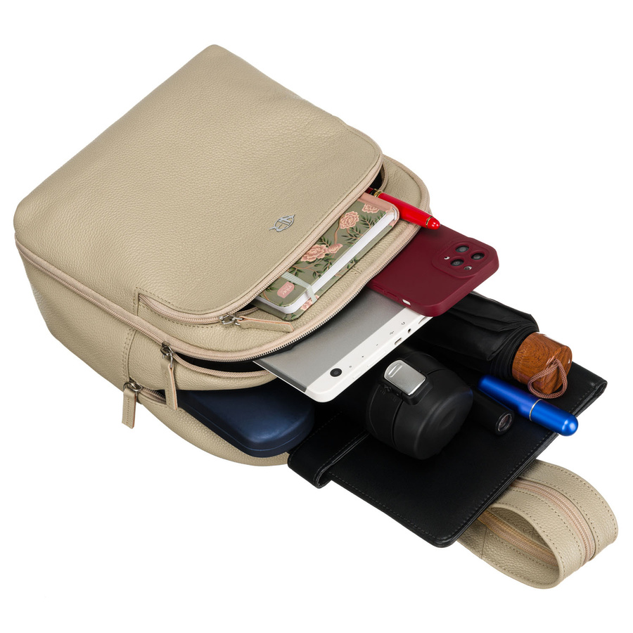 Damen Rucksack aus echtem Leder in Beige – Rovicky – Bild 9