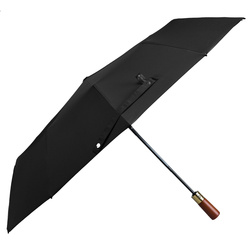 Schwarzer, zusammenklappbarer Regenschirm in elegantem Etui – Peterson