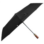 Schwarzer, zusammenklappbarer Regenschirm in elegantem Etui – Peterson