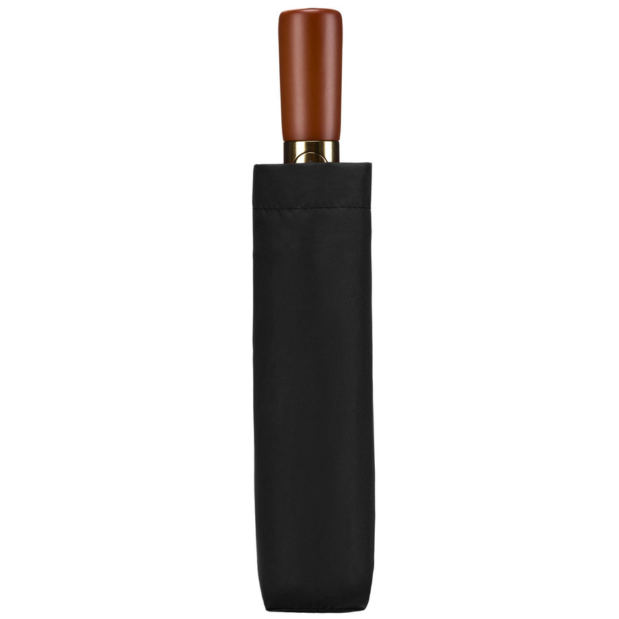 Schwarzer, zusammenklappbarer Regenschirm in elegantem Etui – Peterson – Bild 10