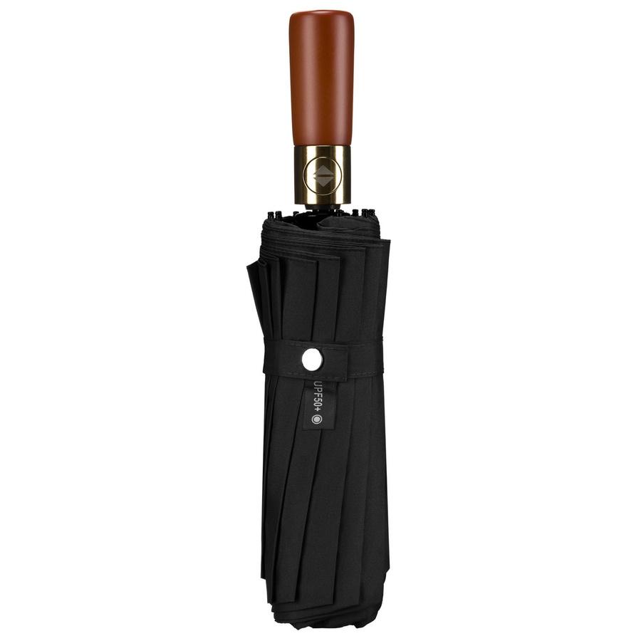 Schwarzer, zusammenklappbarer Regenschirm in elegantem Etui – Peterson – Bild 11
