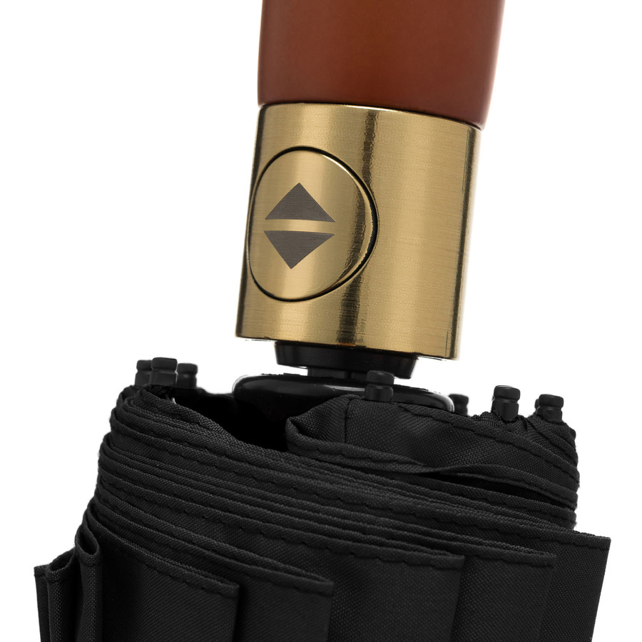 Schwarzer, zusammenklappbarer Regenschirm in elegantem Etui – Peterson – Bild 12