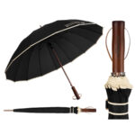 Großer, eleganter Behörden-Regenschirm in Schwarz – Peterson