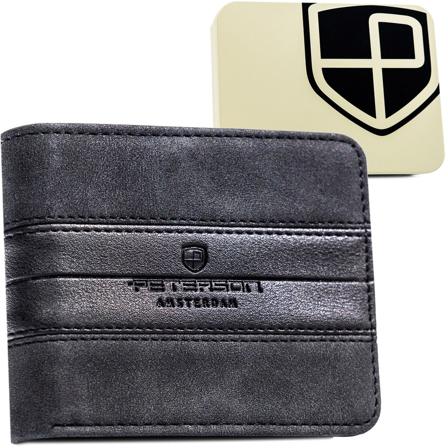 Kleine, schwarze Herren Geldbörse aus Öko-Leder – Peterson
